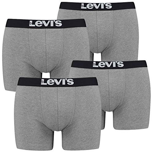 Levi´s Herren Solid Basic Boxershorts Unterwäsche im Vorteilspack 2x2 Pack (Middle Grey Melange, L) von Levi's