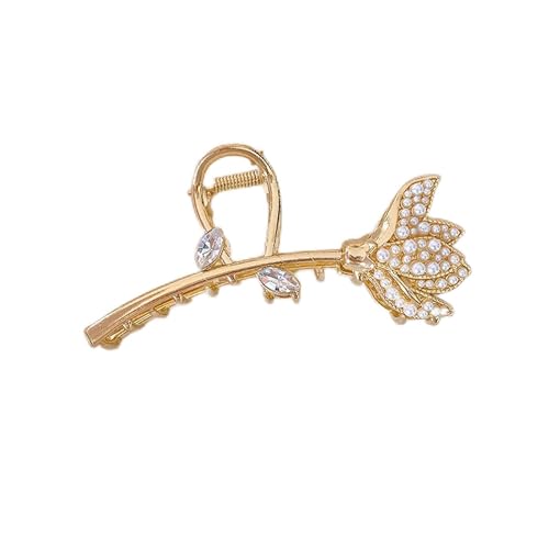 Haarklammern, Haarklammern, Clips for Frauen, dickes, dünnes Haar, koreanische Frauen-Haarklammer, goldene Metall-Haarklammern, Blume, süß, große Krabbenhai-Klammer, Haarspange, Haarnadel, Haarschmuck von LEVINE