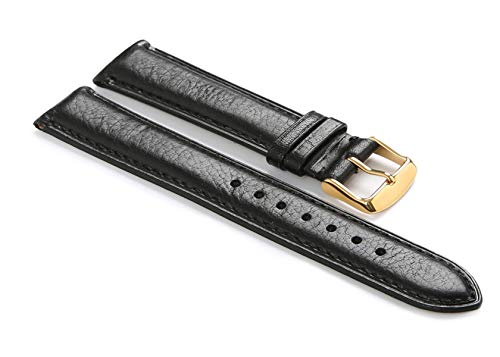 LEVINE UhrenarmbandStilvolle und elegante Uhrenarmbänder for Männer und Frauen, Uhrenarmband aus Kalbsleder mit Dornschließe (Color : Black Gold) von LEVINE