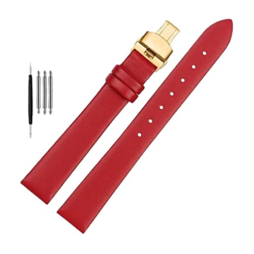 UhrenarmbandStilvolle und elegante Uhrenarmbänder for Herren Damen, 12/14/16/18/20 mm Damen Herren Rot Echtleder Ersatzarmband Leinwandbindung/Bambusmuster Hautfreundliches Uhrenarmband ( Color : Plai von LEVINE