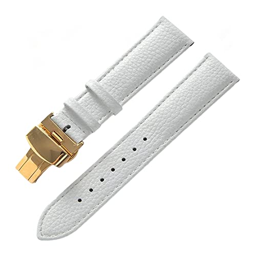 UhrenarmbandStilvolle und elegante Uhrenarmbänder for Männer und Frauen, 13 mm bis 22 m, Herren-Uhrenarmband mit Litschi-Muster, weiches, buntes Echtleder-Uhrenarmband mit Schnellverschluss-Schmetterl von LEVINE