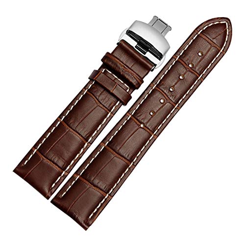 UhrenarmbandStilvolle und elegante Uhrenarmbänder for Männer und Frauen, 14 mm bis 24 mm echtes Leder-Herren-Uhrenarmband, Schnellverschluss, Schmetterlingsverschluss, handgenähter Uhrenarmband-Ersatz von LEVINE