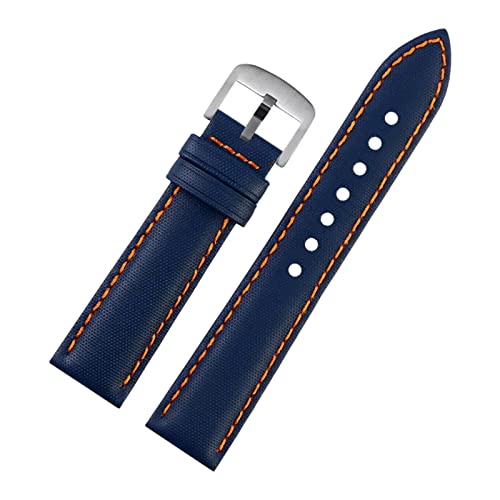 UhrenarmbandStilvolle und elegante Uhrenarmbänder for Männer und Frauen, 20/22 mm Herren- und Damenuhrenarmband aus wasserdichtem Nylon mit bequemem Kalbsleder-Uhrenarmbandpolster ( Color : Blue with von LEVINE