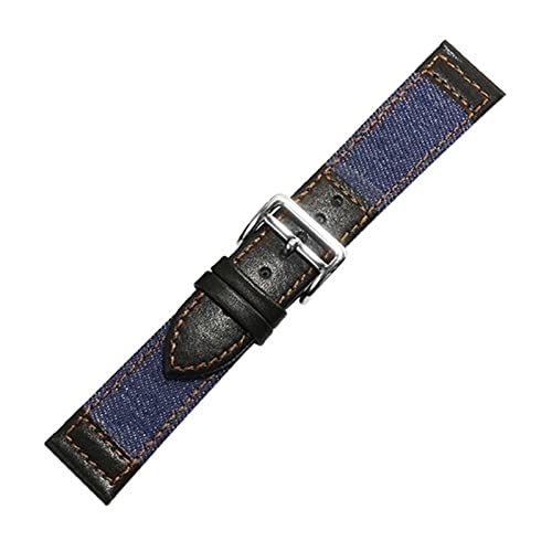 UhrenarmbandStilvolle und elegante Uhrenarmbänder for Männer und Frauen, 22 mm Schnellverschluss-Uhrenarmband aus Denim und Leder, Militär-Sport-Spleißarmband, Retro-Schweißabsort-Uhrenarmband-Zubehör von LEVINE