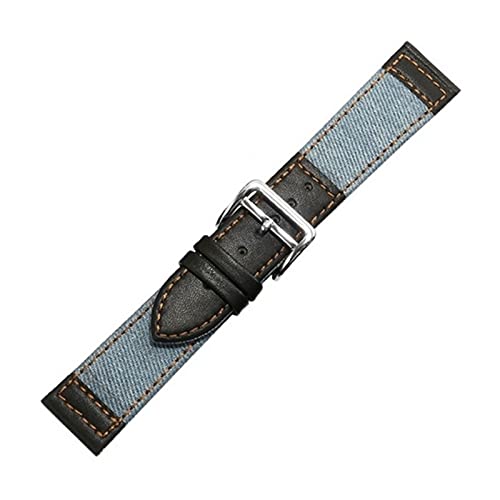 UhrenarmbandStilvolle und elegante Uhrenarmbänder for Männer und Frauen, 22 mm Schnellverschluss-Uhrenarmband aus Denim und Leder, Militär-Sport-Spleißarmband, Retro-Schweißabsort-Uhrenarmband-Zubehör von LEVINE