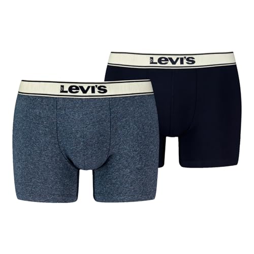 2er Pack Levi's Herren Boxershorts Unterhosen Boxer Briefs Cotton Stretch, Farbe:Mehrfarbig, Größe:L, Artikel:-002 Navy/Navy Heather von LEVIS