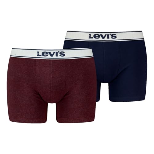 2er Pack Levi's Herren Boxershorts Unterhosen Boxer Briefs Cotton Stretch, Farbe:Mehrfarbig, Größe:M, Artikel:-004 Navy/red Heather von LEVIS