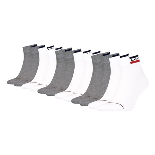 LEVIS Unisex Quarter Kurzsocken Sportswear Logo Socken 902011001 6 Paar, Größe:35-38, Artikel:-062 white/grey von LEVIS