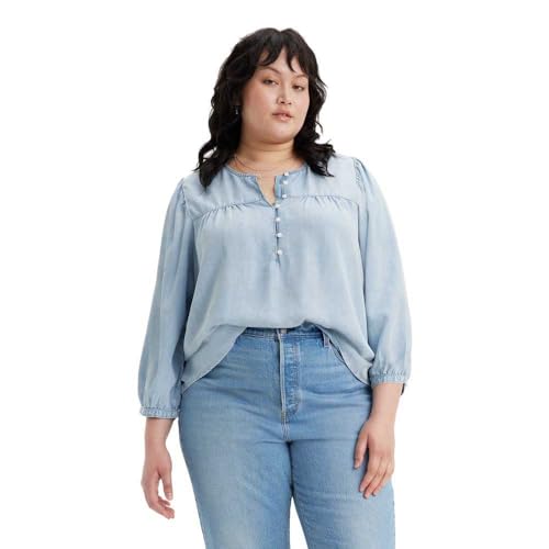 LEVIS Women's PL Halsey Blouse Light Indigo-Flat Finish, TECH Tricks NO DAMAG, 3XL LEVIS Women's PL Halsey Blouse Light Indigo-Flat Finish, TECH Tricks NO DAMAG, 3XL von LEVIS