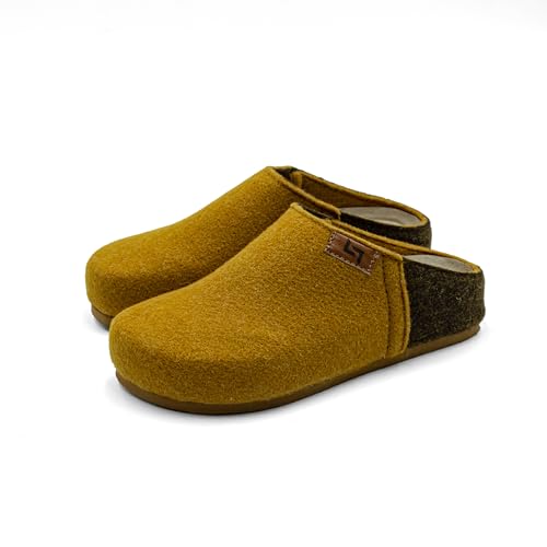LEVITAS - HOT 01 - Unisex Hausschuhe aus genadelter Wolle, Italien, Senf, N° 38 von LEVITAS