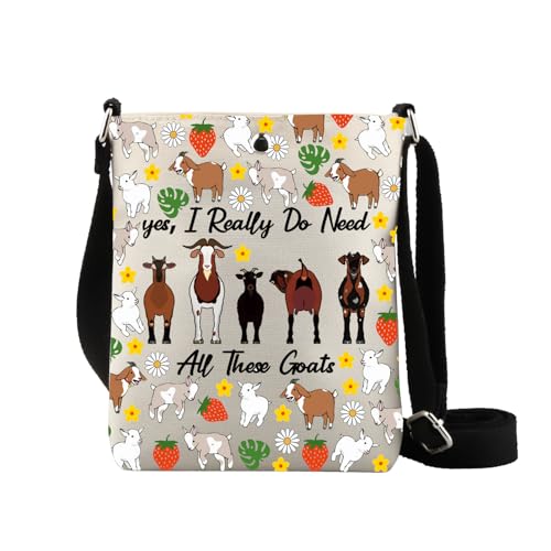 Goat Crossbody Bag Goat Related Gift Farm Animal Gifts Yes I Really Do Need All These Goats Purse Shoulder Bag, Ziegen Cb2, large von LEVLO