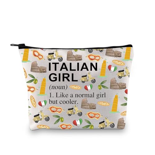 Italienisches Mädchen Make-up Tasche Italien Reisetasche Italienische Reise Tasche Italien Urlaub Geschenk Italien Liebhaber Reißverschluss Beutel, Italienisches Mädchen (Substantiv) Großbritannien, von LEVLO