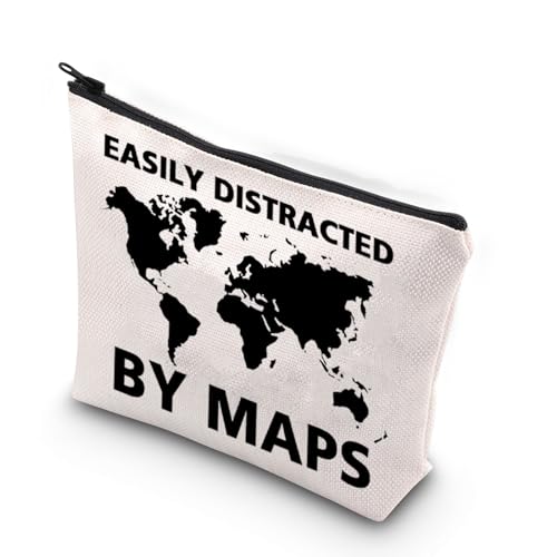 Kosmetiktasche mit Weltkarte, für Abenteuerliebhaber, Geschenke für Weltreise, Geschenke für Frauen, Weltkarte, Reißverschlusstasche, Von Map 1uk, modisch von LEVLO