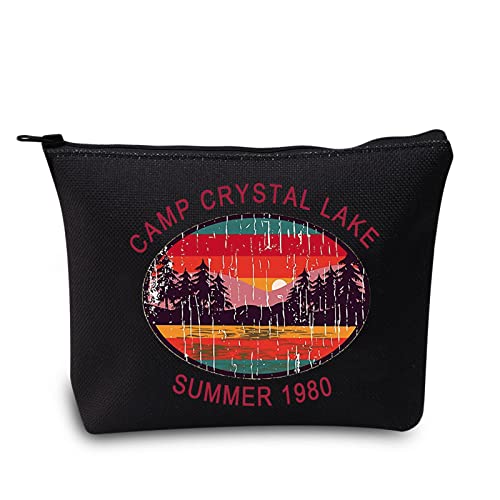 LEVLO 1980 Camp Crystal Lake Counselor Kosmetiktasche 80er Jahre Horrorfilm Jason Voorhees Make-up Tasche mit Reißverschluss für Frauen Mädchen (Camp Crystal Lake), Camp Crystal Lake Schwarz, von LEVLO