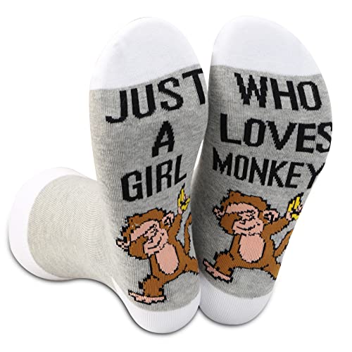 LEVLO 2 Paar Affen-Socken für Frauen, Mädchen, Geschenk für Affenliebhaber, Geschenk für Mädchen, Wer liebt Affen, Large von LEVLO