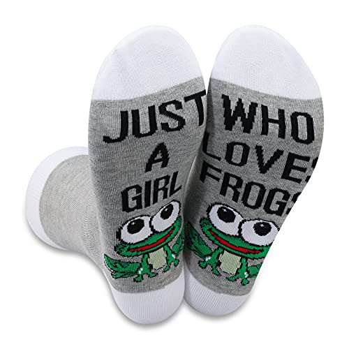 LEVLO 2 Paar Froschsocken Tierliebhaber Geschenk Just A Girl Who Loves Frogs Socken - - Large von LEVLO