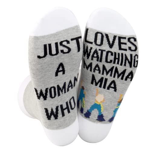 LEVLO 2 Paar Mamma Mia Socken Mamma Mia Fans Geschenk Just A Woman Man Who Loves Beatching Mamma Mia Novelty Socks, Frau beobachtet Mamma, Large von LEVLO