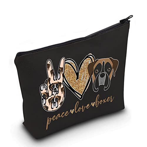 LEVLO Boxer Hund Kosmetiktasche Make-up Tasche Hund Besitzer Geschenk Frieden Liebe Boxer Make-up Reißverschluss Tasche Boxer Hundeliebhaber Geschenk für Frauen Mädchen von LEVLO