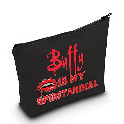 LEVLO Buffy Vampir Kosmetiktasche Make-up Tasche TV Show Fans Geschenk Buffy Is My Spirit Tier Make-up Reißverschluss Tasche für Frauen Mädchen, Black Buffy Spirit, Kosmetiktasche von LEVLO