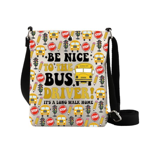 LEVLO Busfahrer-Geldbörse, Umhängetasche, Aufschrift "Be Nice To The Bus Driver", Geschenk für Busfahrer, Schule, Crossbody-Tasche, To the Bus Cb2, large von LEVLO