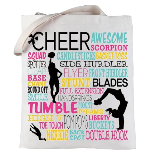 LEVLO Cheering Girl Canvas Tote Bag Cheerleading Geschenke Cheerleader Schultertasche für Cheer Team, Cheer Tragetasche von LEVLO