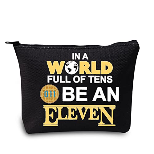 LEVLO Eggo Waffeln Kosmetiktasche Eggo Waffeln Fans inspiriertes Geschenk Full of Tens Be An Eleven Waffle Make-up-Tasche mit Reißverschluss für Damen und Mädchen, Black an Eleven von LEVLO