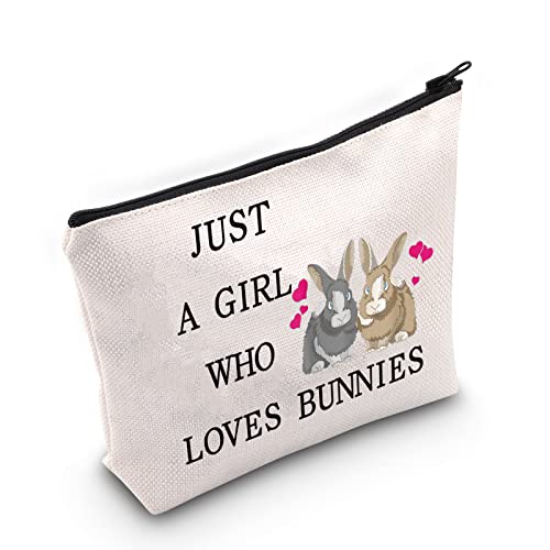 LEVLO Funny Bunny Kosmetiktasche Tierliebhaber Geschenk Just A Girl Who Loves Bunnies Make-up Beutel Beutel Beutel Bunny Liebhaber Geschenk für Frauen Mädchen von LEVLO