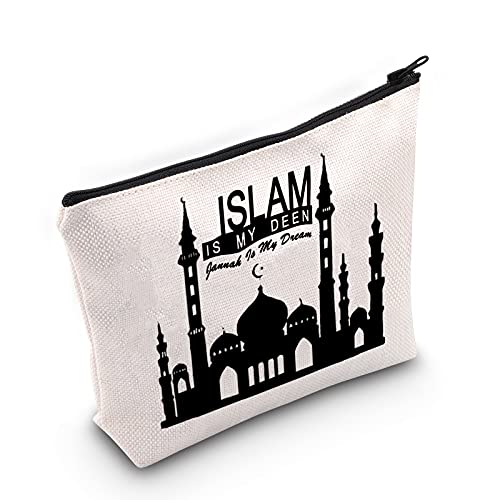 LEVLO Islam Allah Kosmetiktasche Islam Allah religiöses Geschenk Lslam Is My Deen Jannah Is My Dream Make-up-Tasche mit Reißverschluss für Frauen und Mädchen, Lslam Is My Deen von LEVLO