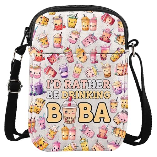 LEVLO Kawaii Bubble Crossbody Bag Milk Tea Lover Gift I'd Rather Be Drinking Bubble Shoulder Bag Sweet Food Merch, Bubble Cbag, Umhängetasche von LEVLO