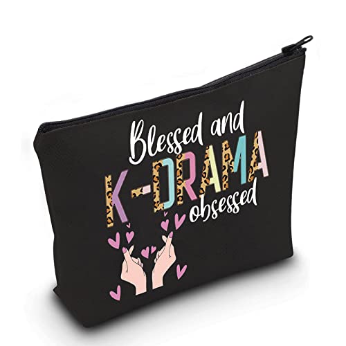 LEVLO Kosmetiktasche, K-Drama-Liebhaber, Geschenk gesegnet und K-DRAMA besessene Make-up-Tasche mit Reißverschluss für Frauen und Mädchen, K-drama Black, Kosmetiktasche von LEVLO