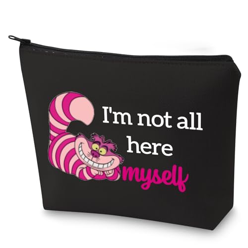 LEVLO Kosmetiktasche mit Katzenmotiv, Alice Märchen-Fans, Geschenk mit Aufschrift "I'm Not All Here Myself", für Damen und Mädchen, Not All Here Myself-bk, Retro-Stil von LEVLO