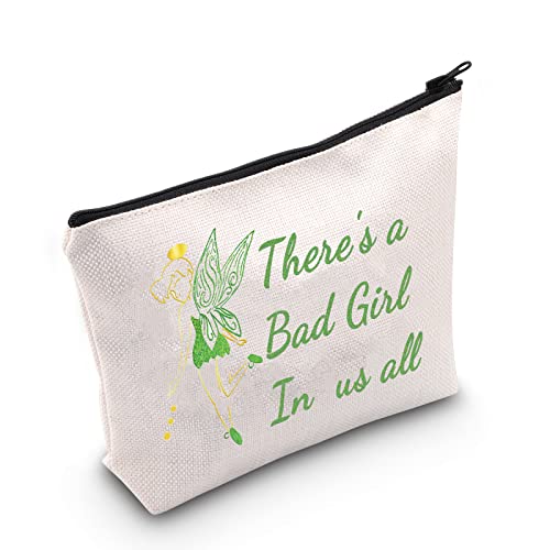 LEVLO Kosmetiktasche mit Märchen-Zitat, Motiv: Fairy Pixie Lover Geschenk There's a Bad Girl In Us All Make-up-Tasche mit Reißverschluss für Frauen und Mädchen, There's a Bad von LEVLO