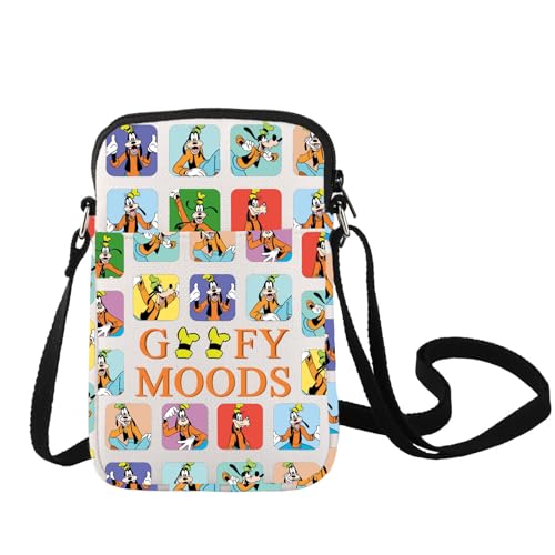 LEVLO Goofy C Bag Umhängetasche Crossbody Bag S/M für Frauen, Cartoon Goofy Fans, 8.46 x 5.7 x 0.59 Zoll, 2 kg Fassungsvermögen, 3 Taschen, Reißverschluss, Unisex Erwachsene von LEVLO