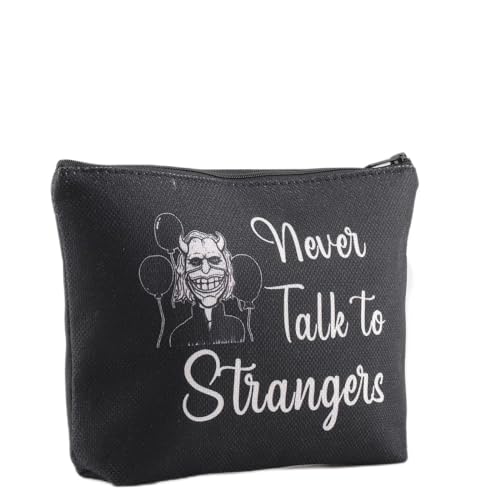 LEVLO Lustige Horror-Film-Fans Geschenk Never Talk to Strangers Make-up-Tasche für Frauen Geburtstag Weihnachten Kulturbeutel, Sprich niemals mit Fremden, Täglich von LEVLO