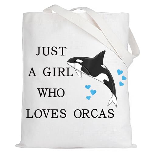 LEVLO Lustige Killerwal Kosmetiktasche Tierliebhaber Geschenk Just A Girl Who Loves Orcas Make-up Reißverschlusstasche Tasche Orca Wal Liebhaber Geschenk für Frauen Mädchen von LEVLO