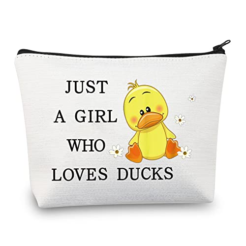 LEVLO Lustige Enten-Kosmetiktasche, Tierliebhaber-Geschenk, Just A Girl Who Loves Ducks Make-up-Tasche mit Reißverschluss, Geschenk für Frauen und Mädchen, Wer liebt Enten, Kosmetiktasche von LEVLO