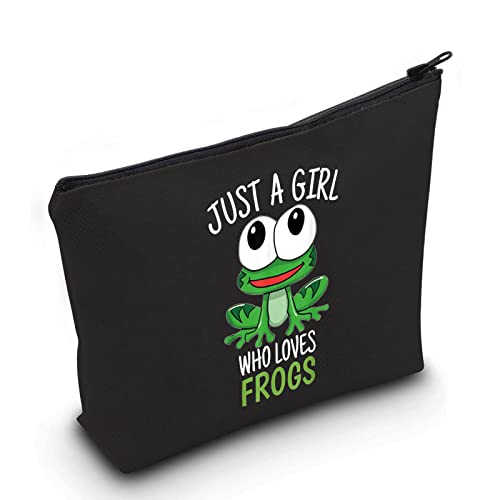 LEVLO Lustige Kosmetiktasche mit Frosch-Motiv, Tierliebhaber, Geschenk für Mädchen, das Frösche liebt, Make-up-Tasche mit Reißverschluss, Geschenk für Frauen und Mädchen von LEVLO