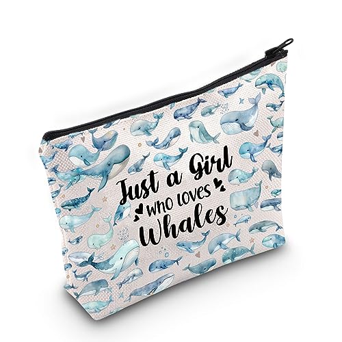 LEVLO Lustige Kosmetiktasche mit Killerwal, Geschenk für Tierliebhaber, mit Aufschrift "Just A Girl Who Loves Orcas", mit Reißverschluss, Geschenk für Frauen und Mädchen, Orcas, Kosmetiktasche von LEVLO