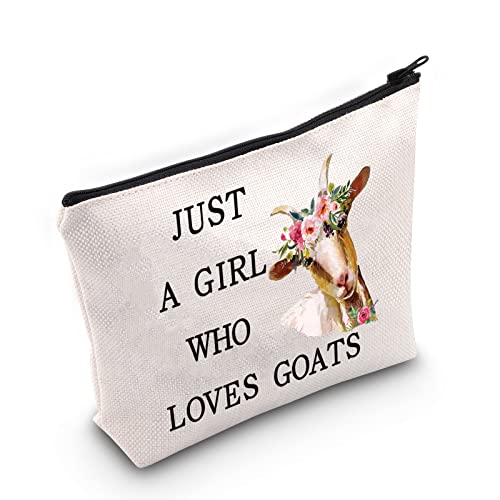 LEVLO Lustige Ziegen-Kosmetiktasche, Tierliebhaber-Geschenk, Just A Girl Who Loves Goats Make-up-Tasche mit Reißverschluss, Geschenk für Frauen und Mädchen, Wer liebt Ziegen, Kosmetiktasche von LEVLO