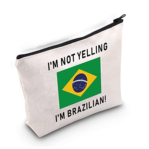 LEVLO Lustige Make-up-Taschen mit Aufschrift "I'm Not Yelling I'm Brazilian", Geschenkidee für stolze Ehefrau, Freund oder Kollegen, I'm Brazilian, Reisen von LEVLO