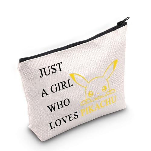 LEVLO Lustige Pika-Kosmetiktasche, Pika-Fans, Geschenk Just A Girl Who Loves Pika, Make-up-Tasche mit Reißverschluss für Frauen und Mädchen, Wer liebt Pika, von LEVLO