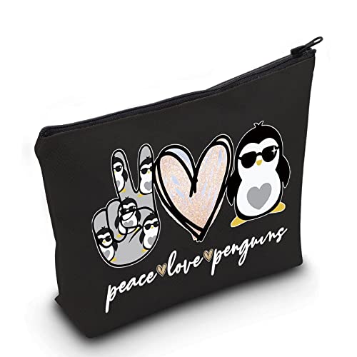 LEVLO Lustige Pinguine Kosmetiktasche Tierliebhaber Geschenk Frieden Liebe Pinguine Make-up Reißverschluss Tasche Tasche Pinguine Liebhaber Geschenk für Frauen Mädchen von LEVLO