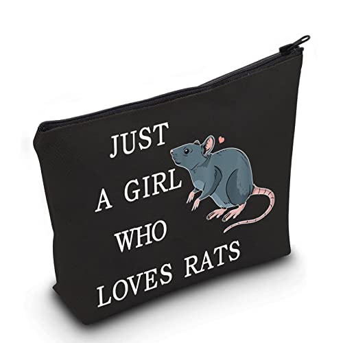 LEVLO Lustige Ratten-Kosmetiktasche, Tierliebhaber, Geschenk für Mädchen, das Ratten liebt, Make-up-Tasche, Rattenliebhaber, Geschenk für Frauen und Mädchen, Loves Rats Black, Kosmetiktasche von LEVLO