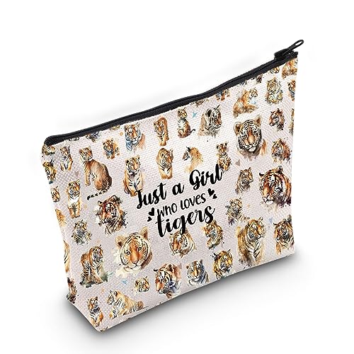 LEVLO Lustige Tiger-Kosmetiktasche für Tierliebhaber, Geschenk nur ein Mädchen, das Tiger liebt, Make-up-Tasche mit Reißverschluss, Tiger-Liebhaber, Geschenk von LEVLO