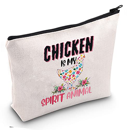 LEVLO Lustiges Huhn-Kosmetik-Make-up-Tasche, Tierliebhaber, Geschenk mit Huhn ist mein Geist, Tier-Make-up-Tasche mit Reißverschluss, Geschenk für Frauen und Mädchen, Hühner-Spirituosen-Tier von LEVLO