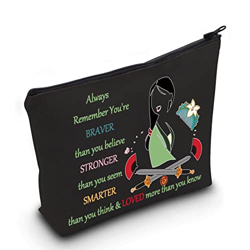 LEVLO Mu Lan Kosmetiktasche Mu Lan Fans Motivierendes Geschenk You Are Braver Stronger Smarter Than You Think Mulan Make-up-Tasche mit Reißverschluss für Frauen und Mädchen von LEVLO