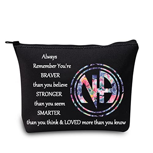 LEVLO Narcotics Anonymous Kosmetiktasche NA Nüchternheit Geschenk NA Recovery You Are Braver Stronger Smarter Than You Think Make-up-Tasche mit Reißverschluss für Frauen und Mädchen von LEVLO