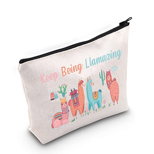 LEVLO Niedliche Lama-Kosmetiktasche mit Reißverschluss, Lama-Liebhaber, Geschenk "Keep Being Llamazing", Make-up-Tasche für Frauen und Mädchen, Keep Being Llamazing von LEVLO