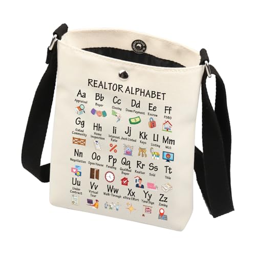 LEVLO Real Estate Geldbörse Umhängetasche Immobilienmakler Büro Geschenk Realtor Dankeschön Geschenke Realtor Alphabet Crossbody Bag, Realtor Cb2, large von LEVLO