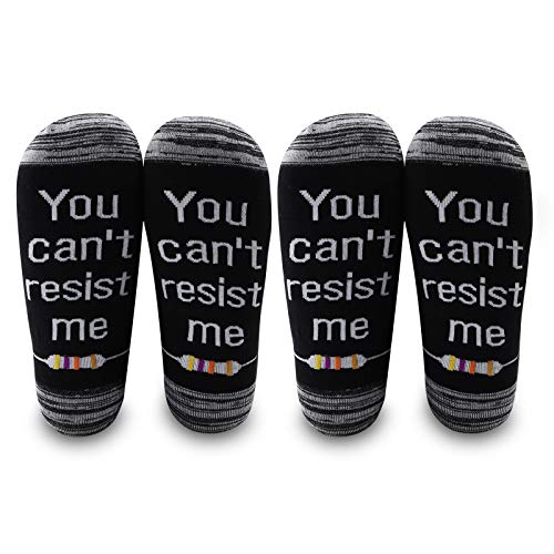 LEVLO Socken für Elektrotechniker mit Aufschrift "You Can't Resist Me", Baumwollsocken, Elektriker, Geschenke, 2 Paar/Set - Mitte der Wade - 1, Einheitsgr��e von LEVLO